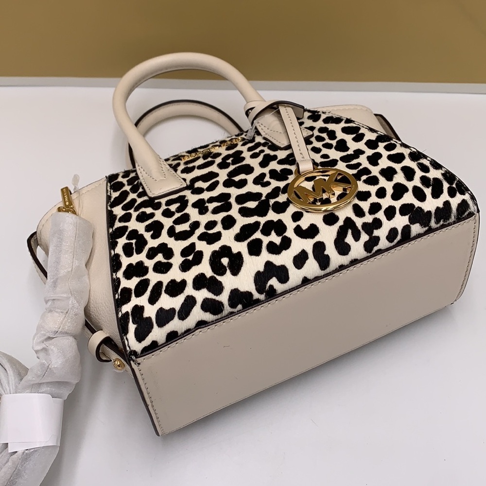 Avril Extra-Small Cheetah Print Calf Hair and Leather Satchel Light Cream multi - Picture 16 of 16